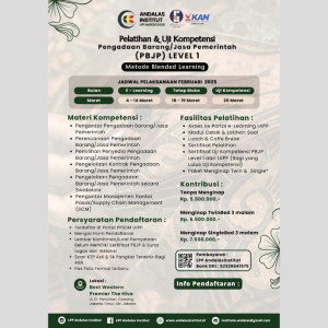 JADWAL PELATIHAN DAN UJIAN SERTIFIKASI PBJP LEVEL 1 MARET 2025 BLENDED LEARNING