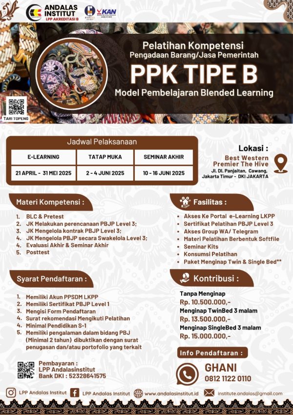 Pelatihan Kompetensi PBJP PPK Tipe B AK-4 (21 APRIL - 16 JUNI 2025) - Image 2