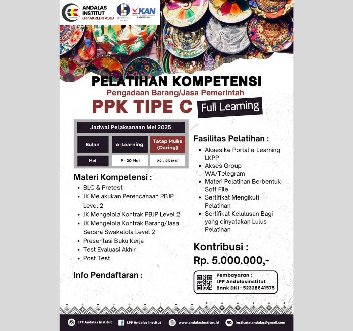 Pelatihan Kompetensi PBJP PPK Tipe C – Mei 2025 Full Learning
