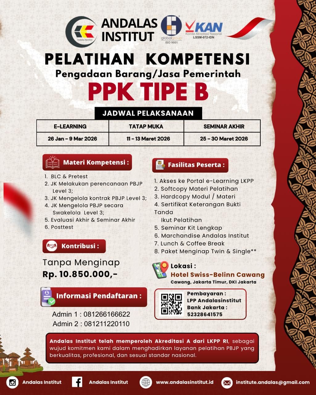 PELATIHAN KOMPETENSI Pengadaan Barang/Jasa Pemerintah PPK TIPE B