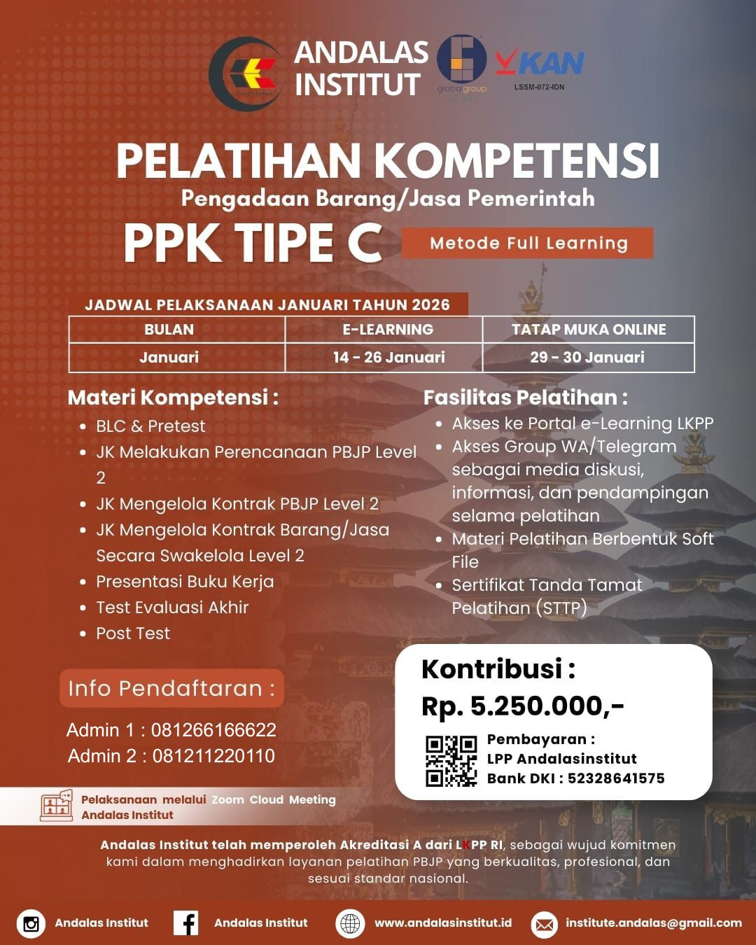 Pelatihan Komptensi Pengadaan Barang/Jasa Pemerintah PPK TIPE C Januari 2026 (Metode Full Learning)