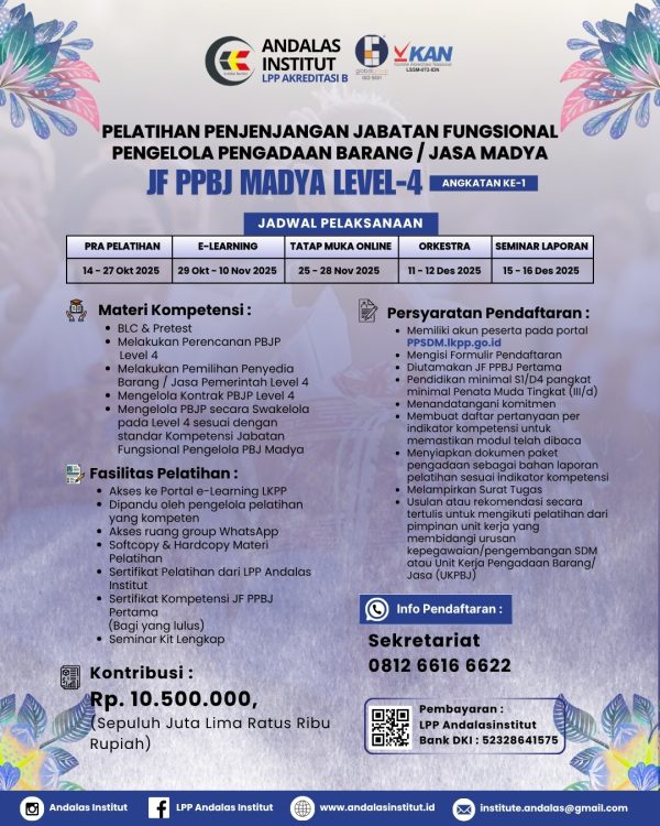 Pelatihan Penjenjangan JF PPBJ Madya Level 4