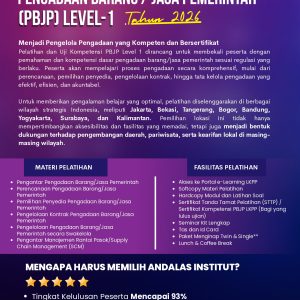 Pelatihan & Ujian Sertifikasi PBJP Level 1 Juli - September 2026
