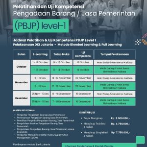 Pelatihan & Ujian Sertifikasi PBJP Level 1 (Jakarta) Oktober - Desember 2026