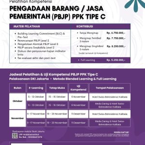 Pelatihan Kompetensi PBJP PPK TIPE C (Blended Learning & Full Learning) Oktober - Desember 2026