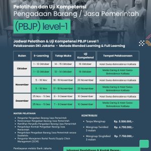 Pelatihan & Ujian Sertifikasi PBJP Level 1 (Jakarta) Oktober - Desember 2026