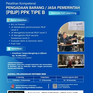 Pelatihan Kompetensi Pengadaan Barang/Jasa Pemerintah PPK TIPE B